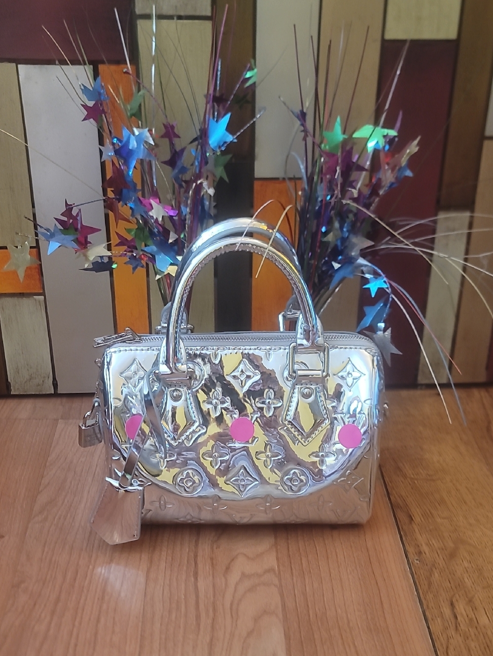 Silver Metallic Dome Satchel Handbag